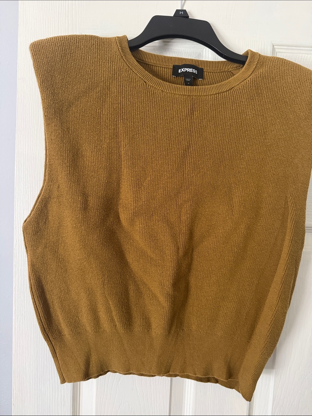 Express Women's Mustard Crewneck Sleeveless Knit Top